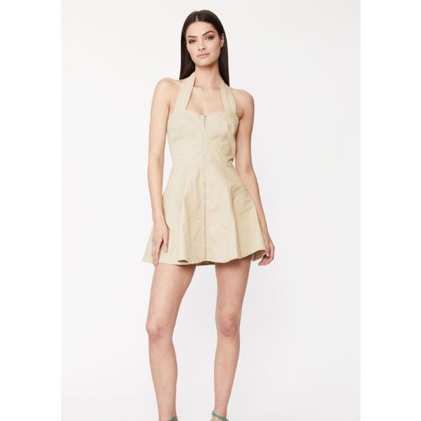 BARDOT Women s Lee Halter Utility Dress XS US 2 Beige Open Back on Sale