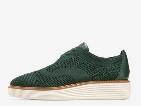 Cole Haan Womens ØriginalGrand Platform Stitchlite Oxford US 9 Green Sneaker on Sale