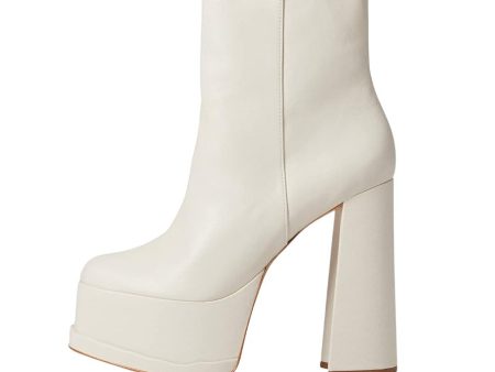 Schutz Womens Selene Casual High Heel Boot US 8B EU 38 White Ivory Supply