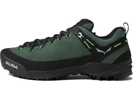 SALEWA Mens Wildfire Leather Shoes Size 11 Green Black Suede Trail Sneakers Online now