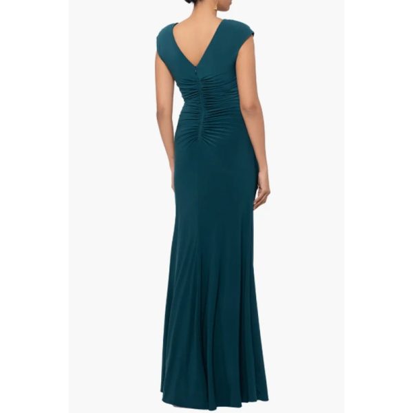 XSCAPE Women s Ruffle Front Gown Dress Size 4 Pine Green Fashion