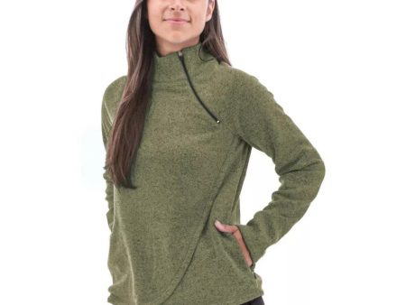 AVENTURA Women s Harlow Zip Neck Fleece Sweater Large Deep Lichen Green Discount