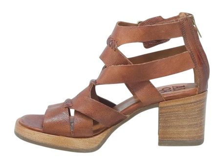 A.S. 98 Womens Alfred Heeled Sandals EU 39 US 8.5-9M Brown Leather Hot on Sale