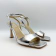 Badgley Mischka Women s Cady Sandals 9.5 Silver Leather Square Toe High Heel Online Hot Sale