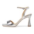 Badgley Mischka Women s Cady Sandals 9.5 Silver Leather Square Toe High Heel Online Hot Sale