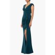 XSCAPE Women s Ruffle Front Gown Dress Size 4 Pine Green Fashion