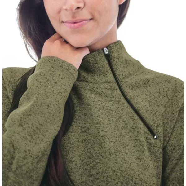 AVENTURA Women s Harlow Zip Neck Fleece Sweater Large Deep Lichen Green Discount