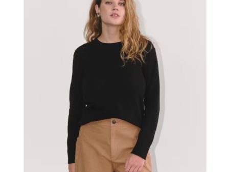 EVERLANE The Classic Cashmere Crew Sweater Medium Black For Sale