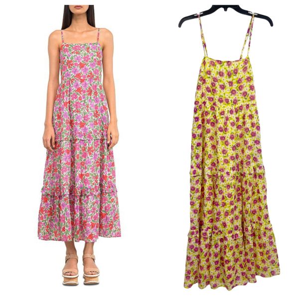 Banjanan Hazel Maxi Slip Dress XS Vibrant Yellow Flower Carpet Print For Discount