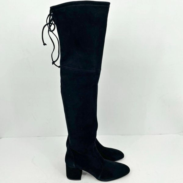 Stuart Weitzman Womens Flareland Tall Suede Boots US 8B EU 38-39 Black Sale