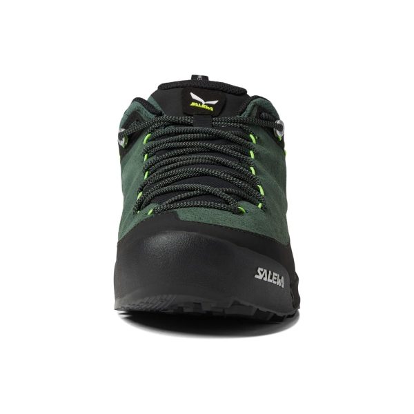 SALEWA Mens Wildfire Leather Shoes Size 11 Green Black Suede Trail Sneakers Online now