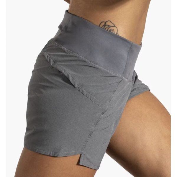 BROOKS Women s Chaser 5  Running Short Small Heather Charcoal Supply