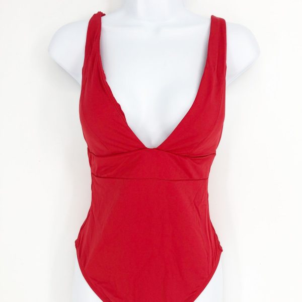 ANDIE SWIM Sardinia One Piece Small Tall Cherry Red Plunge V-Neck NWT Online Sale