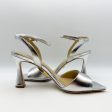 Badgley Mischka Women s Cady Sandals 9.5 Silver Leather Square Toe High Heel Online Hot Sale