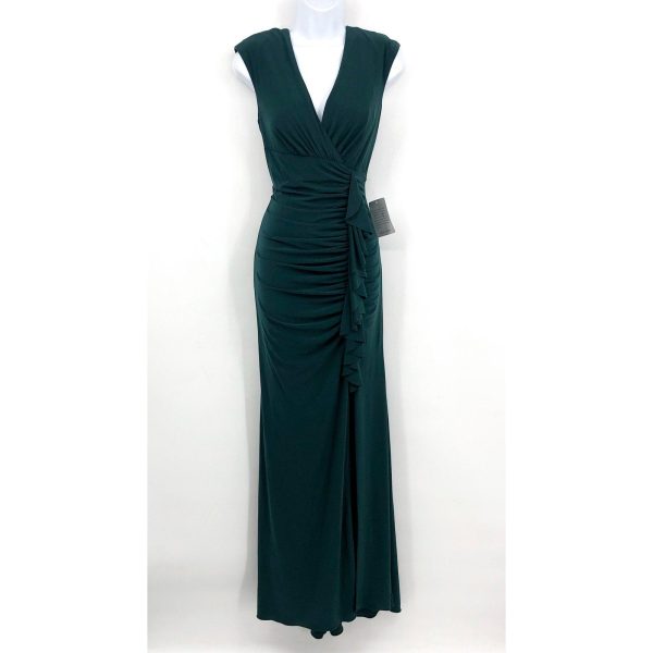 XSCAPE Women s Ruffle Front Gown Dress Size 4 Pine Green Fashion