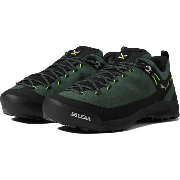 SALEWA Mens Wildfire Leather Shoes Size 11 Green Black Suede Trail Sneakers Online now