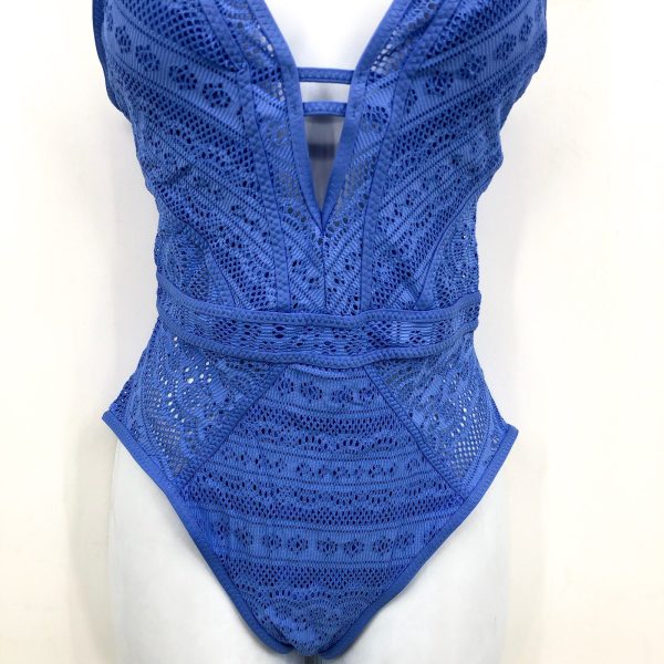 BECCA Women s Color Play Crochet One-Piece Swimsuit Medium Marine Blue NWT For Sale