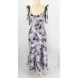 ML MONIQUE LHUILLIER Midi Dress Size 8 Purple Black Floral Jacquard Flounce Online Sale