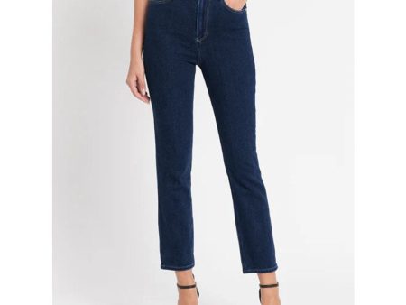 PAIGE Womens Cindy Straight Jeans Dark Moon Size 31 US 12 Ultra High Rise Online Hot Sale