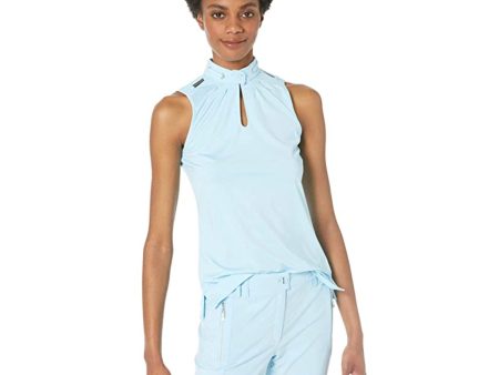 JAMIE SADOCK Women s Golf Polo Shirt XXL Oasis Blue Sleeveless Keyhole NWT For Discount