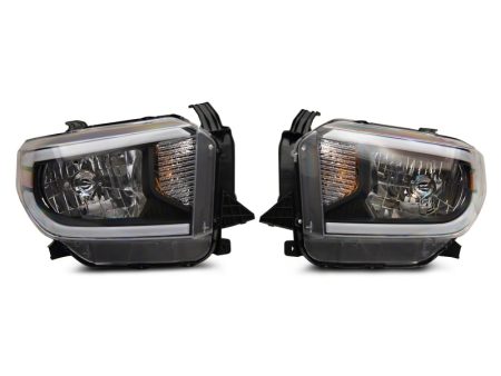 Raxiom 14-21 Toyota Tundra Axial Series Headlights w  SEQL LED Bar- Blk Housing (Clear Lens) Hot on Sale