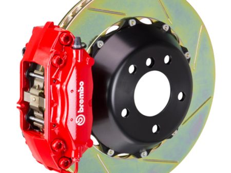 Brembo 06-12 325i 328i (Excl. xDrive) Rr GT BBK 4 Pist Cast 2pc 345x28 2pc Rotor Slotted Type1-Red For Sale