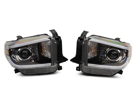 Raxiom 14-21 Toyota Tundra Axial Projector Headlights w  SEQL LED Bar- Blk Housing (Clear Lens) Online