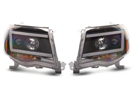 Raxiom 05-11 Toyota Tacoma Axial Series LED DRL Projector Headlights- Blk Housing (Clear Lens) Online Sale