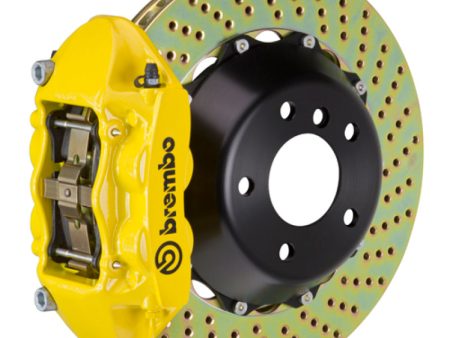 Brembo 08-14 Challenger SRT-8 Rr GT BBK 4Pis Cast 380x28 2pc Rotor Drilled-Yellow Sale