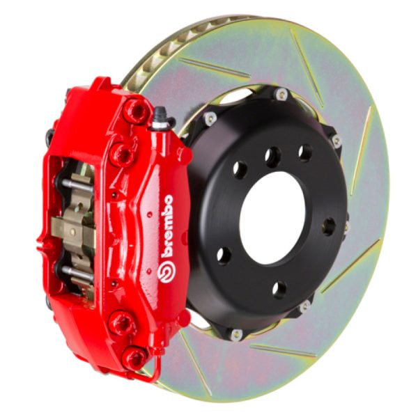 Brembo 00-02 CL500 Rear GT BBK 4 Piston Cast 2pc 328x28 2pc Rotor Slotted Type1-Red Hot on Sale