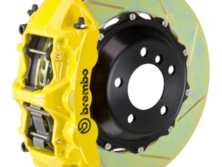 Brembo 05-09 F430 Challenge Rear GT BBK 6 Piston Cast 380x32 2pc Rotor Slotted Type-1- Yellow For Sale