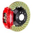 Brembo 08-14 WRX STI Rear GT BBK 4 Piston Cast 345x28 2pc Rotor Drilled-Red Sale