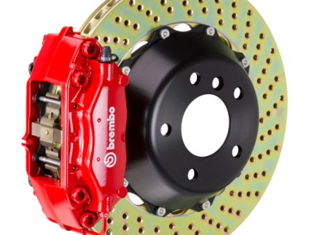 Brembo 08-14 WRX STI Rear GT BBK 4 Piston Cast 345x28 2pc Rotor Drilled-Red Sale