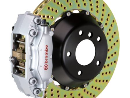 Brembo 04-09 XLR 05-13 Corvette Rear GT BBK 4 Piston Cast 2pc 345x28 2pc Rotor Drilled-Silver For Cheap