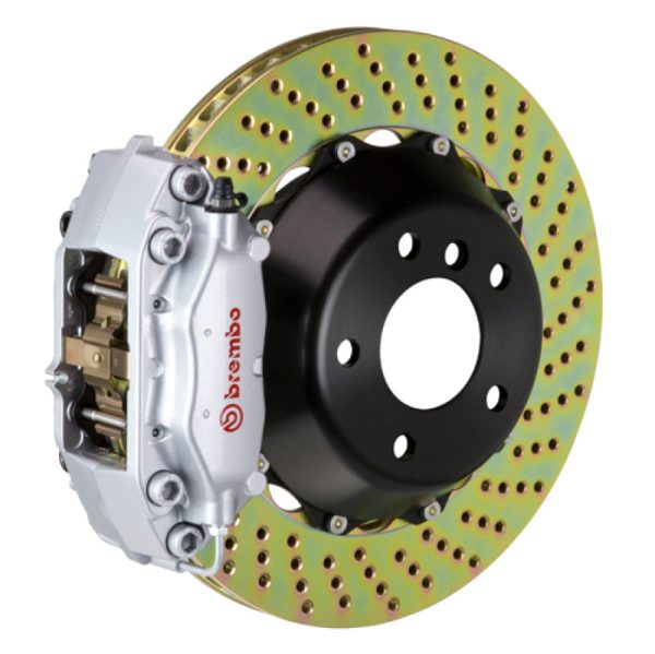 Brembo 04-09 XLR 05-13 Corvette Rear GT BBK 4 Piston Cast 2pc 345x28 2pc Rotor Drilled-Silver For Cheap