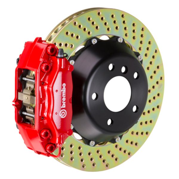 Brembo 05-08 7-Series (After 3 05 Prod) Rear GT BBK 4 Piston Cast 2pc 345x28 2pc Rotor Drilled-Red Supply