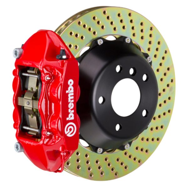 Brembo 07-13 X5 Rear GT BBK 4 Piston Cast 380x28 2pc Rotor Drilled-Red Fashion