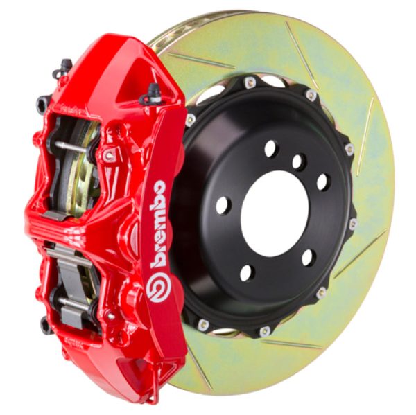 Brembo 08-09 F430 Scuderia Rear GT BBK 6 Piston Cast 380x32 2pc Rotor Slotted Type1-Red Sale