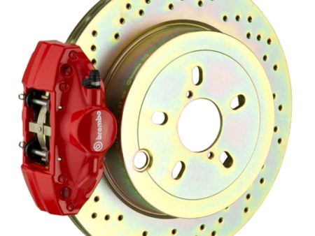 Brembo 02-07 Impreza  wRX (GD GG) Rear GT BBK 2 Piston Cast 2pc 316 x20 1pc Rotor Drilled-Red Hot on Sale