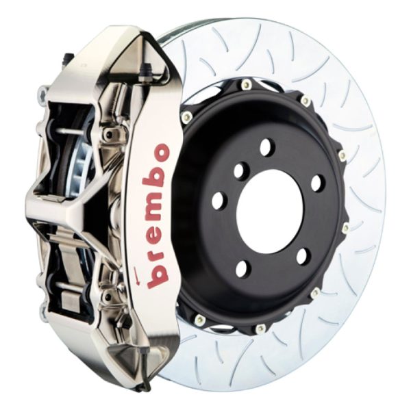 Brembo 08-16 R8 4.2 5.2 (CC Brake Eqpt) Rr GTR BBK 6Pis Billet 380x32 2pc Rtr Slot Type3-Nickel on Sale