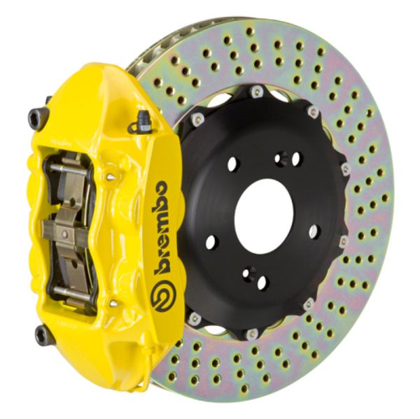 Brembo 06-09 S2000 Rear GT BBK 4 Piston Cast 328x28 2pc Rotor Drilled- Yellow Discount