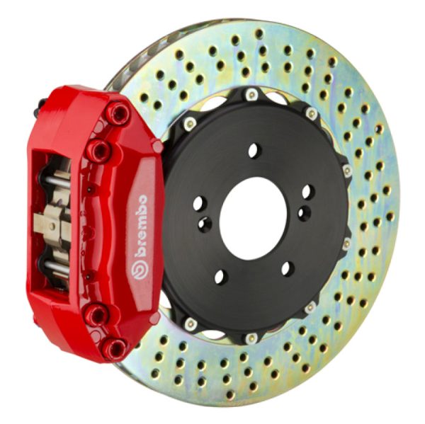 Brembo 07-15 TT 3.2L 09-15 TTS 12-13 TT RS Rear GT BBK 4 Piston Cast 328x28 2pc Rotor Drilled-Red on Sale