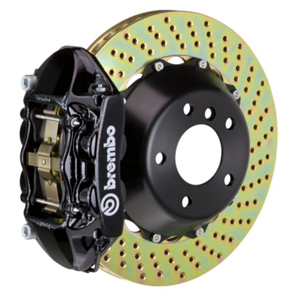 Brembo 03-08 SL55 AMG (Excl-Black Series) Rr GT BBK 4Pist Cast 380x28 2pc Rotor Drilled-Black on Sale