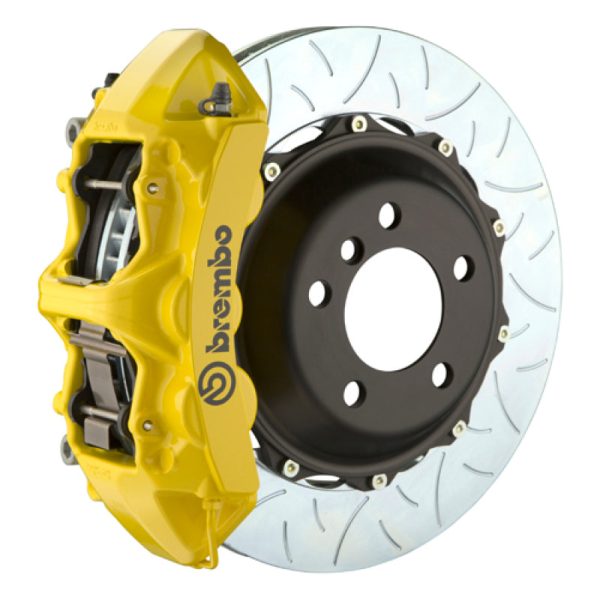 Brembo 05-09 F430 Challenge Rear GT BBK 6 Piston Cast 380x32 2pc Rotor Slotted Type-3- Yellow Online